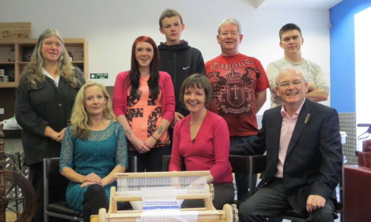 Front, from left: Dawn Mullady, Elizabeth Quigley and Ron Scrimgeour. Back: spinner Helen Taylor, Adele Douglas, Kier Murray, Robert McMonagle and Dougie Thomsett.