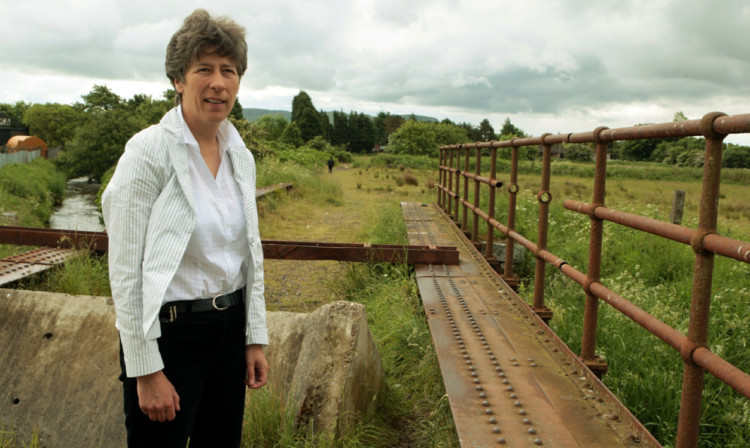 Liz Smith MSP on an old railway bridge which used to carry the railway line into and through Kinross.