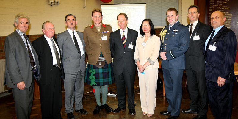 Kim Cessford, Courier - 12.10.10 - the Highland RFCA Eastern Area AGM presentation to businesses and talk by Lt Col Iain Levack (Consultant Anaethetist at Ninewells Hospital) - pictured are some of the senior military ranks and representatives of the businesses - l to r - Brian Cairns (Blue Square), Ian Borland (Borland Financial), Scott Dryburgh (Dryburgh Associates), Brigadier George Lowder MBE, Lt Col Iain Levack, Edna Pirie (Nevis Coach Hire), Air Commodore Harry Atkinson ADC MA RAF, Andy Geddes (Gleneagles Hotel Ltd) and Kenny Simpson (Eastern Area Chairman)