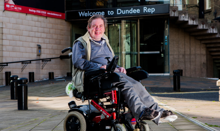 Cerebral palsy sufferer David Tares at Dundee Rep.