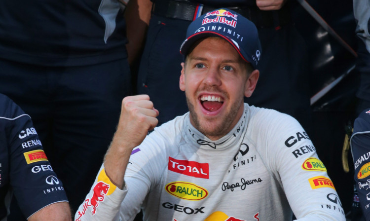 Sebastian Vettel celebrates his victory in Korea.