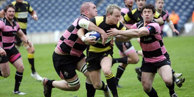 Rugby, The Scottish Hydro Premier Cup Final, Melrose v Ayr.      James King on the ball