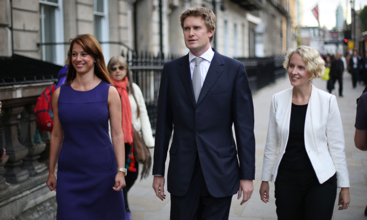 Newly appointed Labour party shadow cabinet members, from left: minister for women and equalities Gloria de Piero, shadow education secretary Tristram Hunt and shadow housing minister Emma Reynolds.
