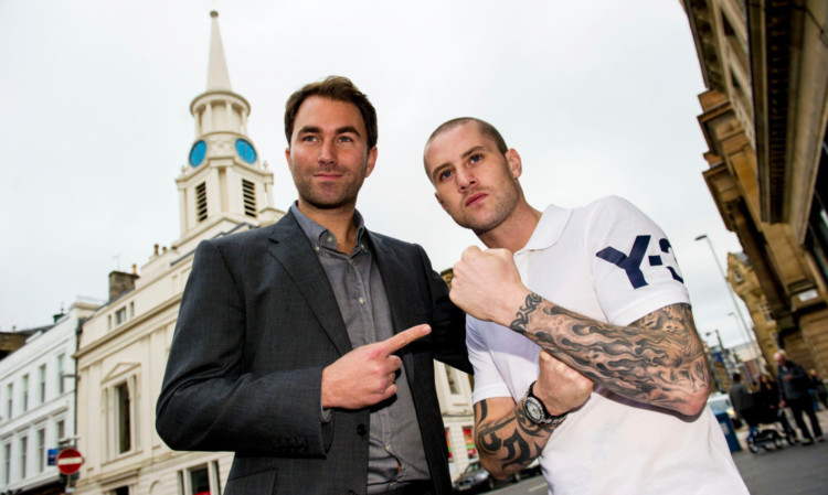 Ricky Burns, right, joins promoter Eddie Hearn in Glasgow as he gears up for his return to the ring.
