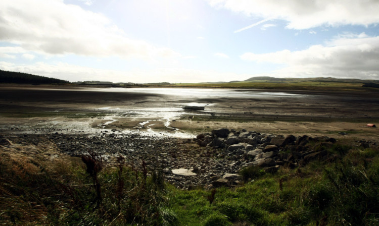 The water level is low at Ballo Reservoir near Leslie.