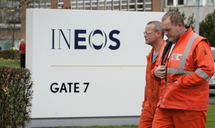 Workers leaving the INEOS refinery at Grangemouth.