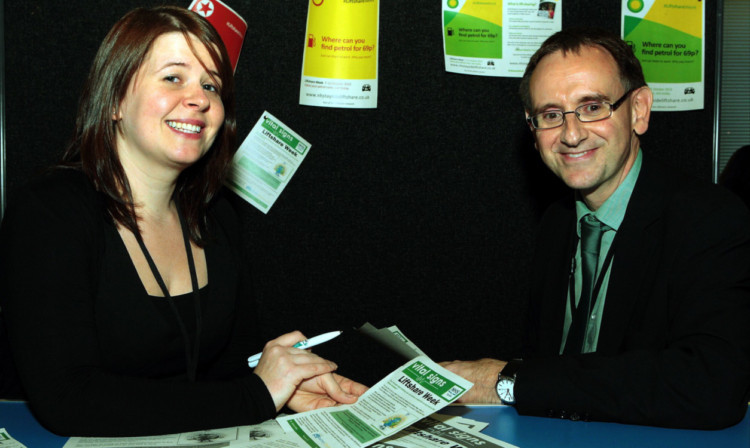 Philip Wilde, Head of Environmental Management with Debbie Kerr of NHS Tayside.