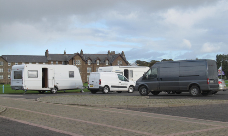 The Traveller encampment at the Black Slab in Carnoustie.