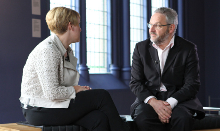 Stewart Murdoch being interviewed by Caroline Bilton of BBC Look North at the McManus.