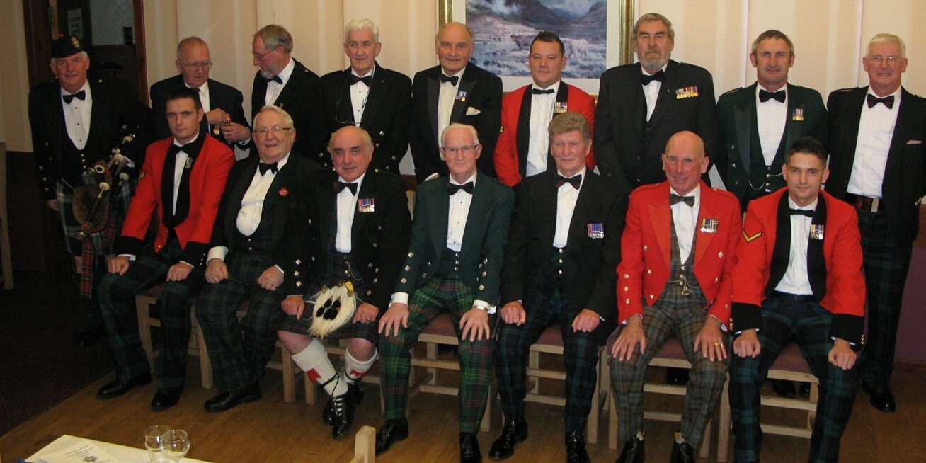 Graham Brown Forfar 24/10 El Alamein Dinner.

Supplied pic. Story Forfar office.

Pic shows (back l-r)_Pipe Major P. Snaddon, Mr S. Mather, Major D. Richie, Mr J. Glen, Major D. J. McMickin, Cpl M. Wilkinson, Mr J. Penny, Mr P. Tindal, Mr R. Mutch. 
Seated (l-r)_Cpl D. Blake, Major J. Connors, Major R. J. W. Proctor, Lord Provost J. Letford, Lt Col F. Ll Beattie, Lt Col R. I. Rose, Cpl G. Davidson.
ends