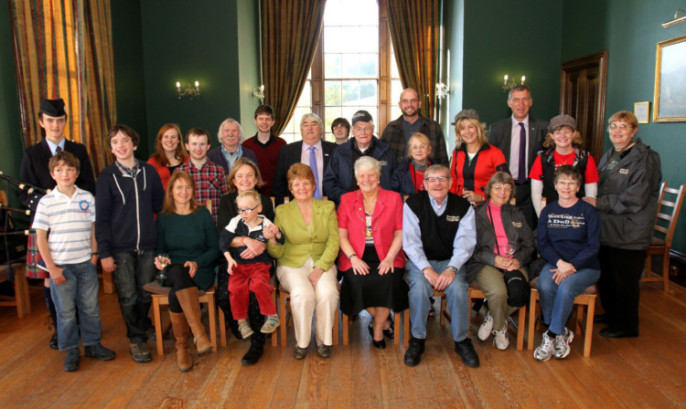 Provost Liz Grant with the twin town residents during the civic reception at Castle Menzies to mark the Dull and Boring friendship.