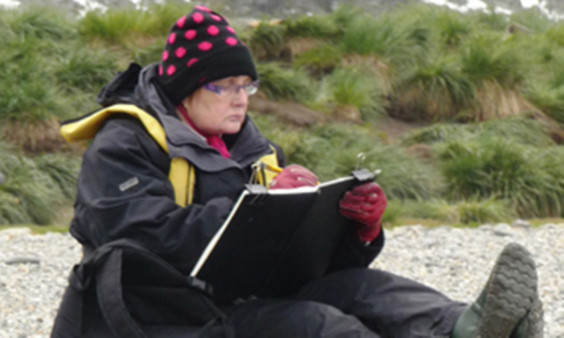 Libby sketching in South Georgia.