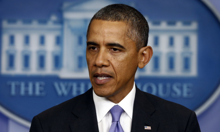 President Barack Obama makes a statement to reporters in the Brady Press Briefing Room at the White House.