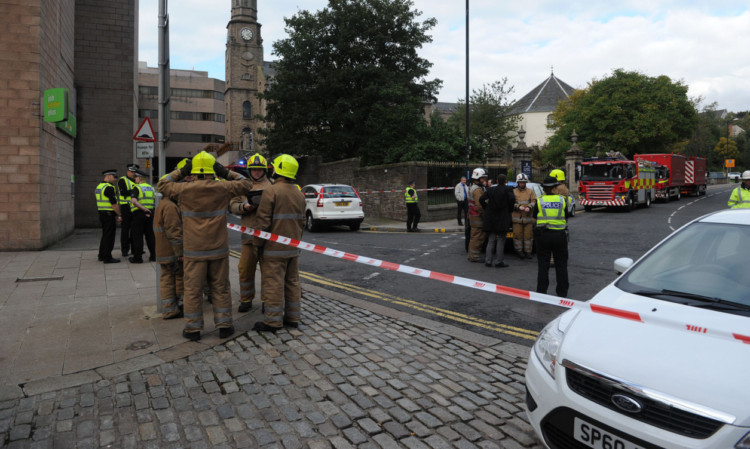 Activity outside the Job Centre after the evacuation.