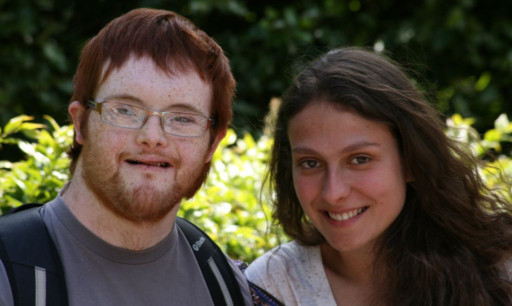 Award-winning Barnardos volunteer Maria Florea with Growing Up service user Robert Barclay.