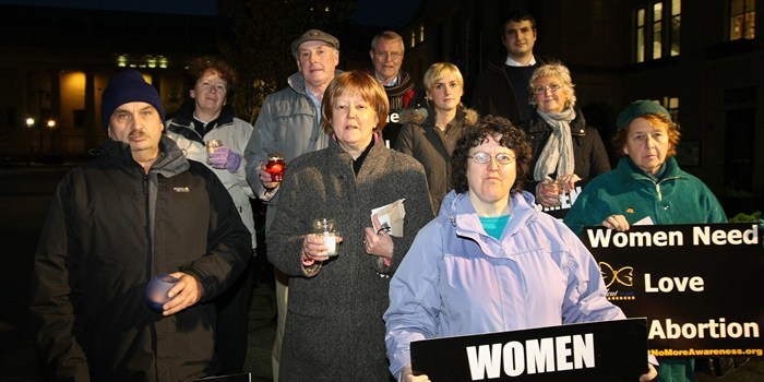 Kim Cessford, Courier - 28.10.10 - pictured in City Square are some of the members of the Dundee Branch of the Society for the Protection of the Unborn Child who held their annual silent vigil on the anniversary of the Abortion Bill