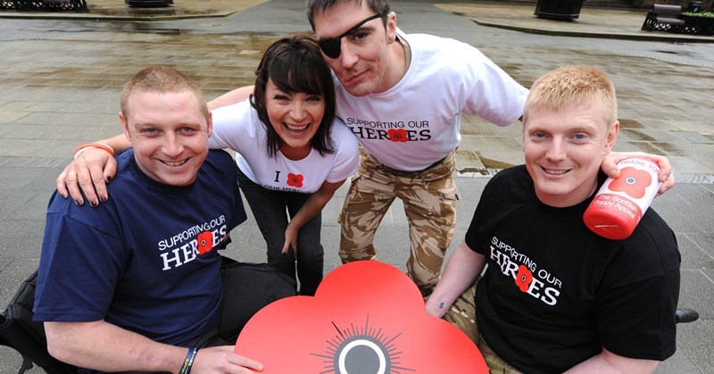 Handout photo of TV presenter and Poppyscotland Ambasador Lorraine Kelly with (from left) Gary Jamieson, David Timmins and Paul Lambert at the launch in Dundee of the 2010 Scottish Poppy Appeal. PRESS ASSOCIATION Photo. Picture date: Friday October 29 2010. Poppyscotland, the charity that runs the Scottish Poppy Appeal, raises money all year round to provide vital support to ex-Servicemen, women and their families, many of whom suffer as a result of physical, psychological or financial problems. Photo credit should read: Mark Owens/Poppyscotland/PA Wire
NOTE TO EDITORS: This handout photo may only be used in for editorial reporting purposes for the contemporaneous illustration of events, things or the people in the image or facts mentioned in the caption. Reuse of the picture may require further permission from the copyright holder.