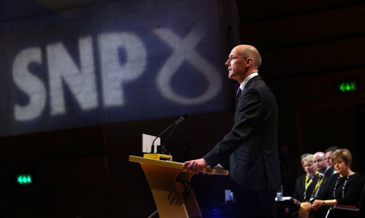 Scottish Finance Secretary John Swinney makes his keynote address to the SNP annual conference at Perth Concert Hall.