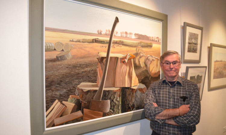 Jim Dunbar with one of his exhibits in Forfar.