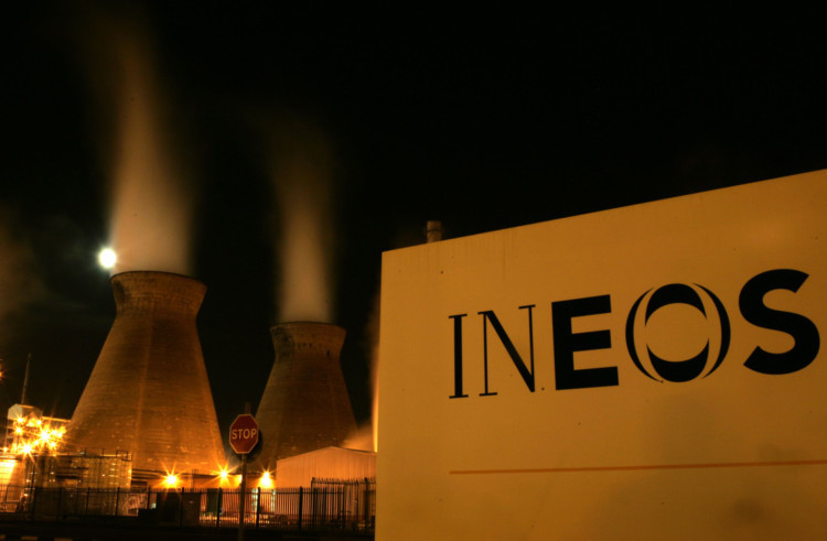 The Ineos Grangemouth refinery at night.