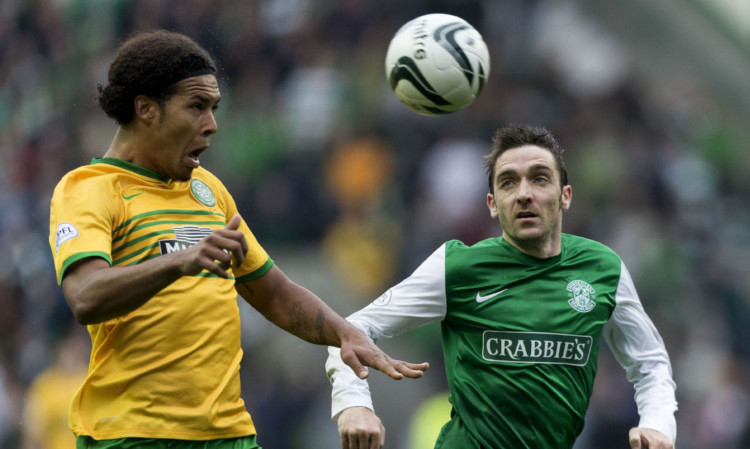 Virgil Van Dijk (left) in action against Hibs on Saturday.