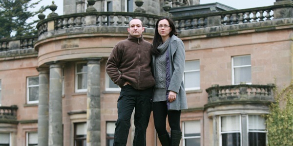 Kris Miller, Courier, News, 31/01/11.
Picture today at Letham Grange Hotel and Golf Courses. Pic shows unlucky couple, Joe Cargill and Christine Wong who had a wedding planned at the hotel in April. The couple have not recieved any official word from the group to let them know what is happening so have ahd to make other arrangments. Pic shows the couple in front of the main building.