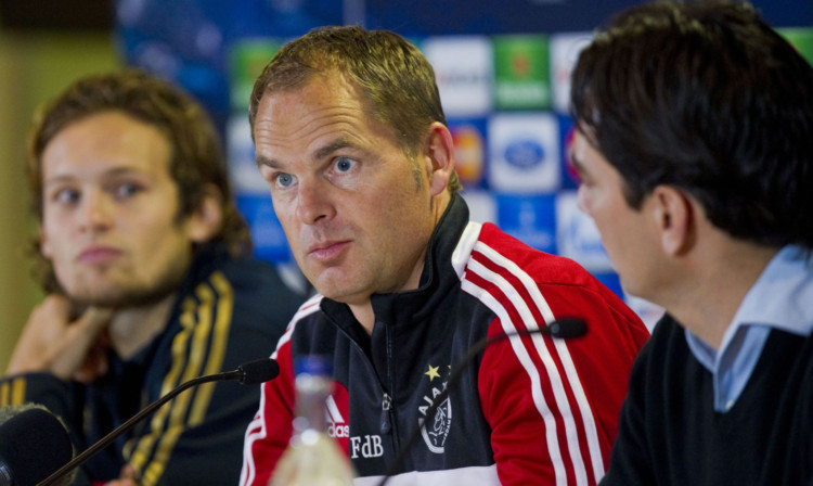 Ajax manager Frank de Boer meeting the media as he plots Celtic's downfall tonight.