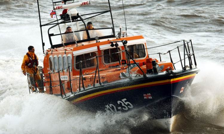 The lifeboat heads back to the harbour after the crew laid the wreath.
