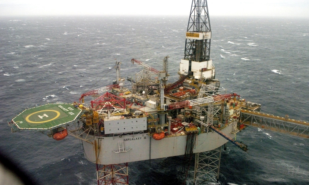 The Buzzard oil field in the North Sea, 50 miles from Aberdeen's coastline, which was visited by Britain's Prime Minister Tony Blair today.