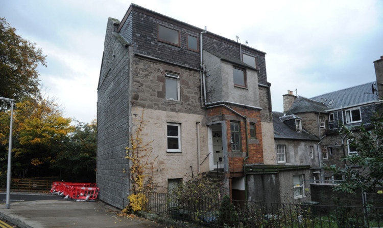 The block of flats at Bridgend which had to be pulled down.