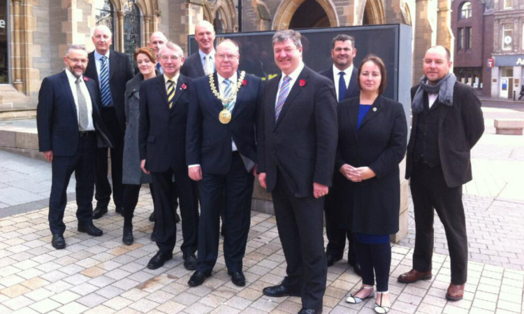 Mr Carmichael with the Lord Provost and other members of the Dundee bid team.