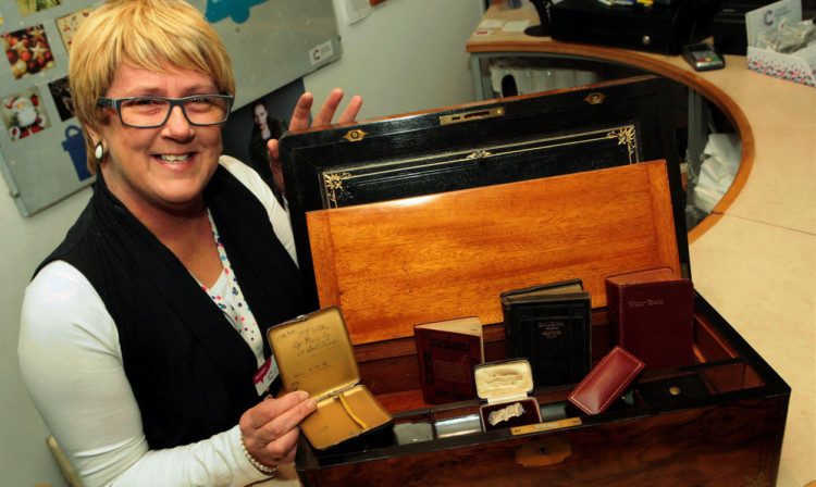 Liz Swankie with the chest that was handed in by a member of the public last week.