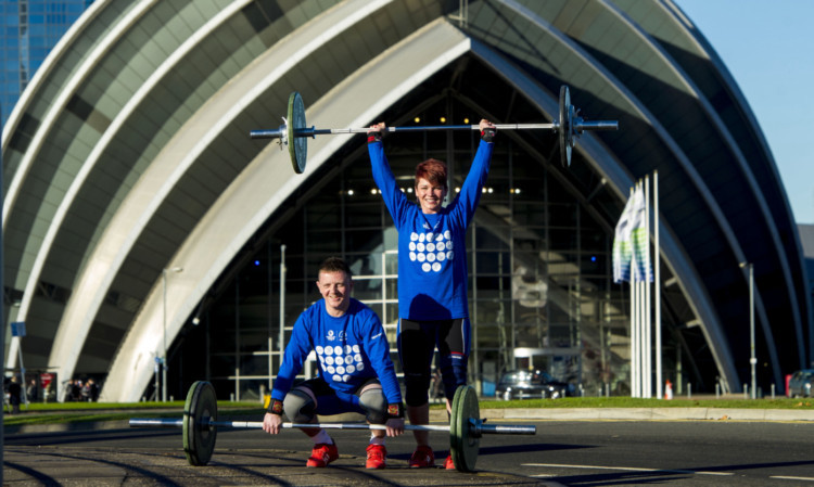 Weightlifters Georgi Black and Craig Carfray at the Clyde Auditorium, Glasgow.