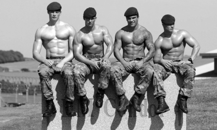 Members of 45 Commando Royal Marines posing for the Go Commando calendar.