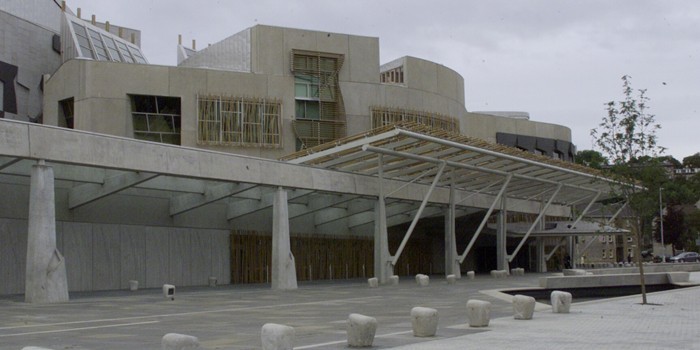 The Scottish Parliament Building at Holyrood, Edinburgh.