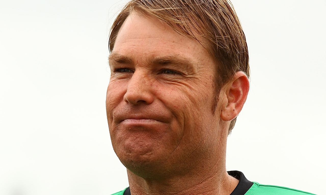 PERTH, AUSTRALIA - DECEMBER 12:  Shane Warne of the Stars looks on while talking to the match referee prior to the coin toss during the Big Bash League match between the Perth Scorchers and the Melbourne Stars at WACA on December 12, 2012 in Perth, Australia.  (Photo by Paul Kane/Getty Images)