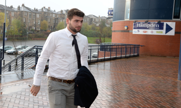 Nadir Ciftci arrives at Hampden for his disciplinary hearing.