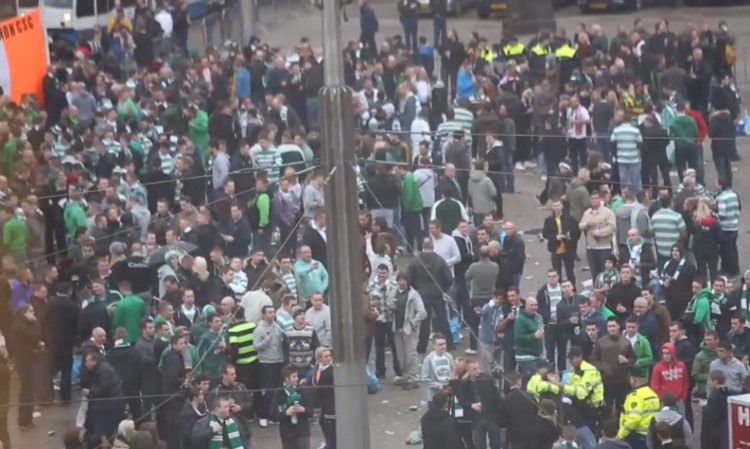 The trouble began as supporters gathered in Dam Square in the Amsterdam.