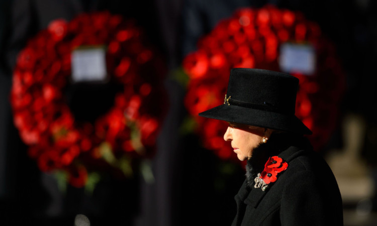 The Queen during Sunday's ceremony at the Cenotaph.