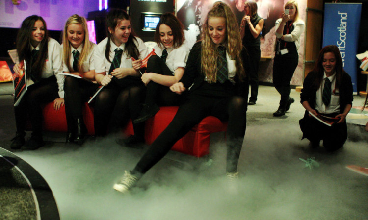 St Paul's pupils as they have fun with liquid nitrogen during a chemistry demonstration at Dundee Science Centre.