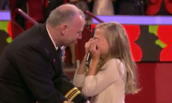 Megan bursts into tears as she greets her dad.