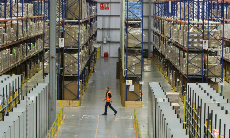 Inside one of Amazon's vast warehouses in Fife.