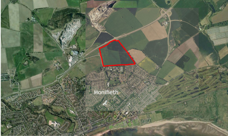 The proposed site for the 300-house development to the north of Monifieth.