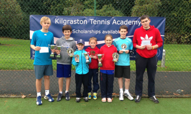 Winners of various categories at the North of Scotland Autumn Open tennis tournament, from left: Matthew Forrest, Thomas Whitelaw, Sam McConnachie, Scott Morrison, Erin Russell, Fraser Craig and Dylan Williams.