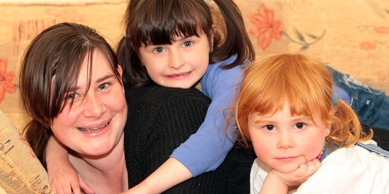Kim Cessford, Courier 23.08.11 - pictured at their home, 7 Scott Street, Brechin are the family who all suffer from food allergies - l to r - mum Kathryn Emslie and her daughters Niamh (7) and Hadyn (3) whose surname is Coutts.