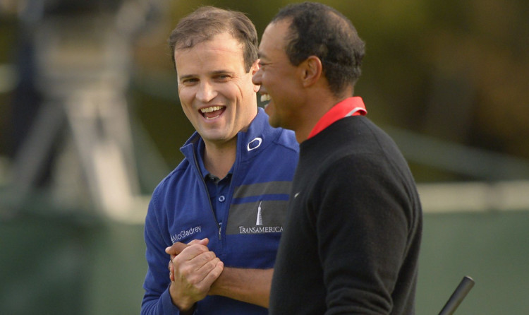 Zach Johnson and Tiger Woods were all smiles as they headed for the play-off.