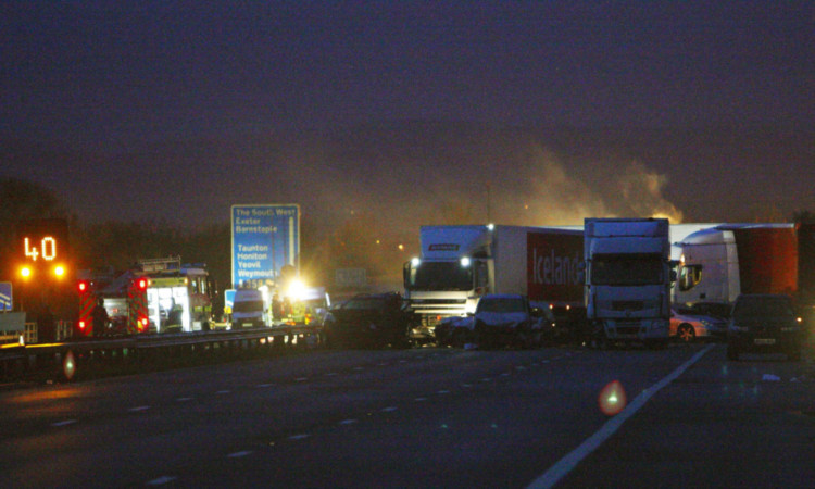 Emergency services at the scene of the M5 crash in 2011.
