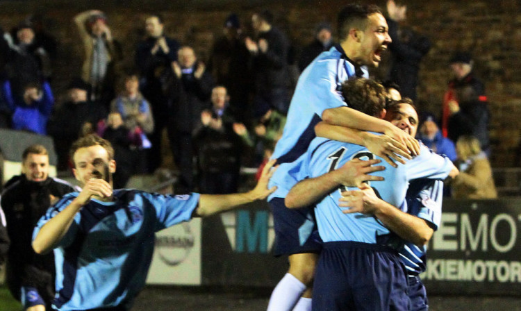 Wild celebrations for the Forfar players.