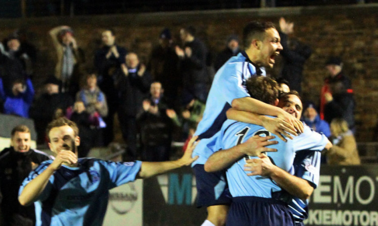 Forfar celebrate their fabulous Scottish Cup win over Brechin.