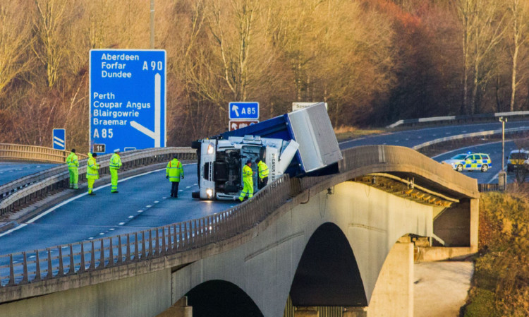The lorry toppled during the storm on December 6.